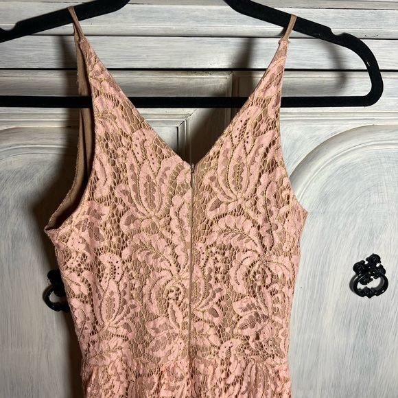 Dress The Population Melina Lace Maxi Gown Rose Petal Plunge Cocktail Formal - Picture 12 of 12